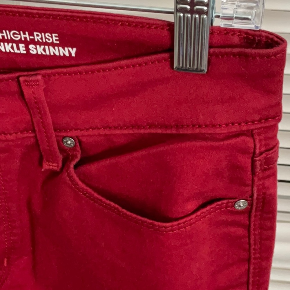 Women's Red Skinny Jeans - Picture 5 of 9